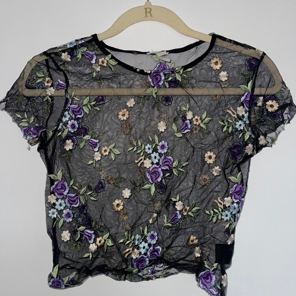 Sheer Floral Petite Top